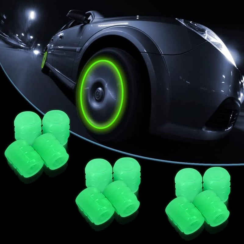 ASSUJA 20Pcs Glow in The Dark Tire Valve Caps, Glow in The Dark Valve stem caps, Fluorescent Tire Valve Caps for Cars Bike Motorcycles,Funny Valve Stem Caps(20Pcs Green) - Image 1
